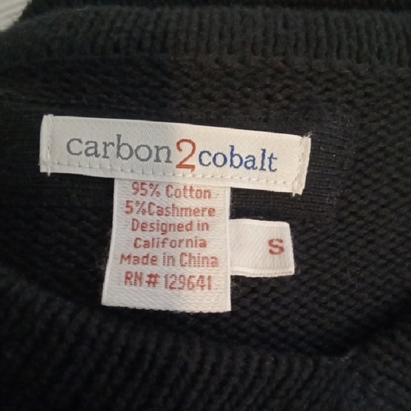 Carbon 2 Colbalt serendipity Black Vneck Sweater Cashmere Blend Mens Small - Picture 2 of 6